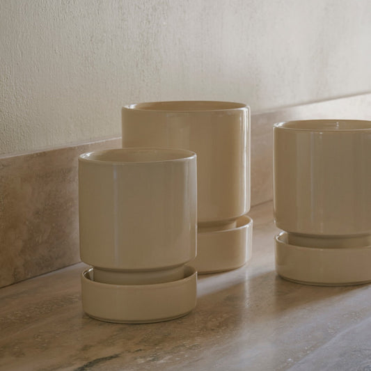 Hoff Glazed Pot - Sandstone Set