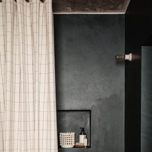 Chambray Shower Curtain Grid Sand